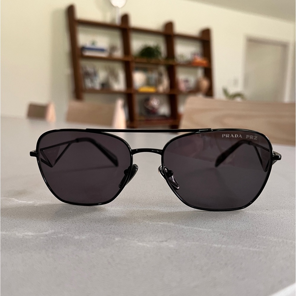 Prada Logo Steel Aviator Glasses